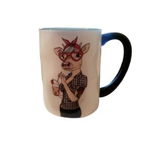 Cow Signature Housewares Inc Hipster Coffee Mug Cow Animal Cup 17.5 oz Stoneware
